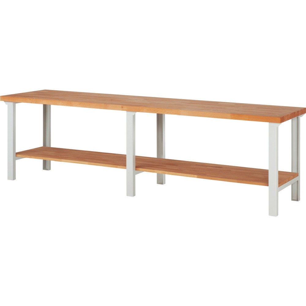 Immagine del prodotto: Banco da lavoro RAU serie 7000, 1 piano di appoggio in faggio massiccio, AxLxP 840 x 3.000 x 700 mm