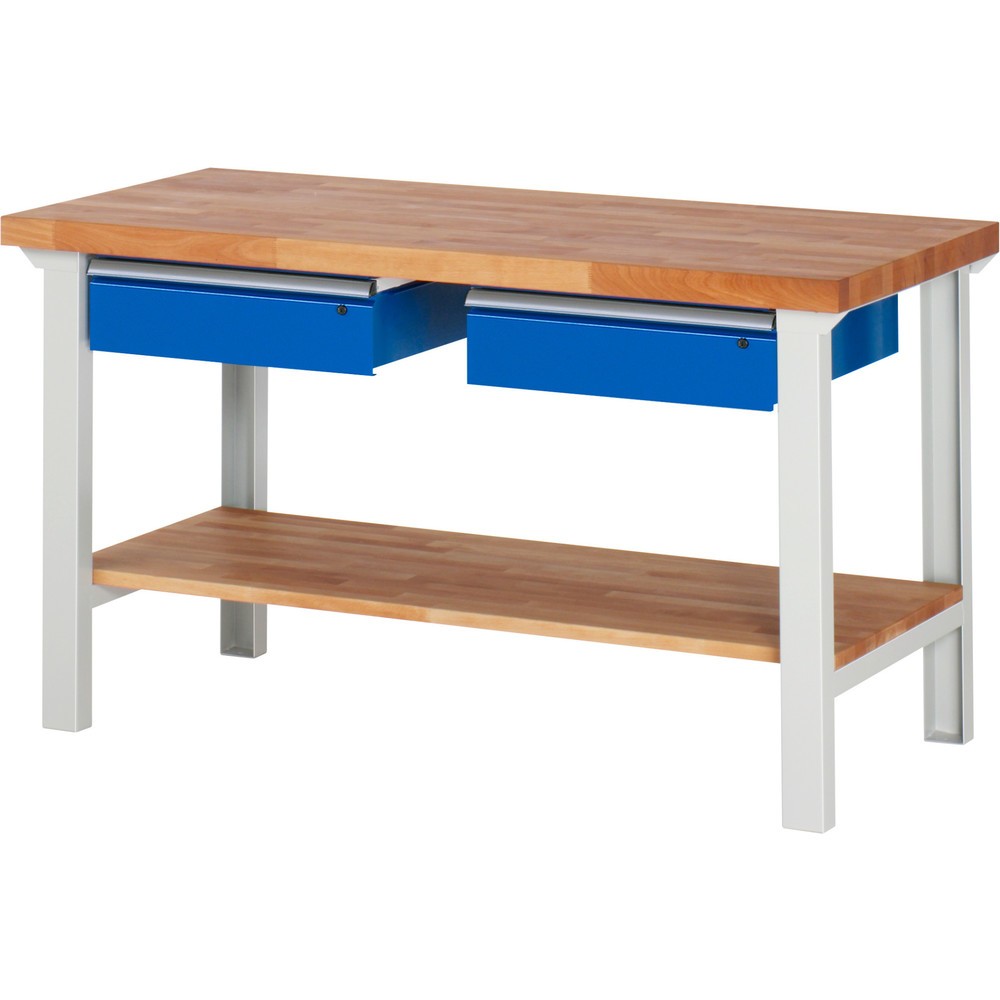 Immagine del prodotto n. 1: Banco da lavoro RAU serie 7000, 1 piano di appoggio in faggio massiccio, AxLxP 840 x 1.500 x 700 mm, 2 cassetti 2 x 150 mm