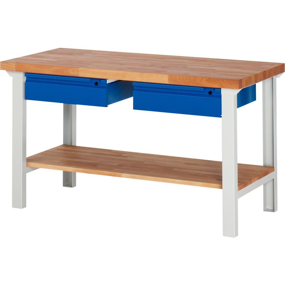 Immagine del prodotto n. 1: Banco da lavoro RAU serie 7000, 1 piano di appoggio in faggio massiccio, AxLxP 840 x 1.500 x 700 mm, 2 cassetti 2 x 150 mm