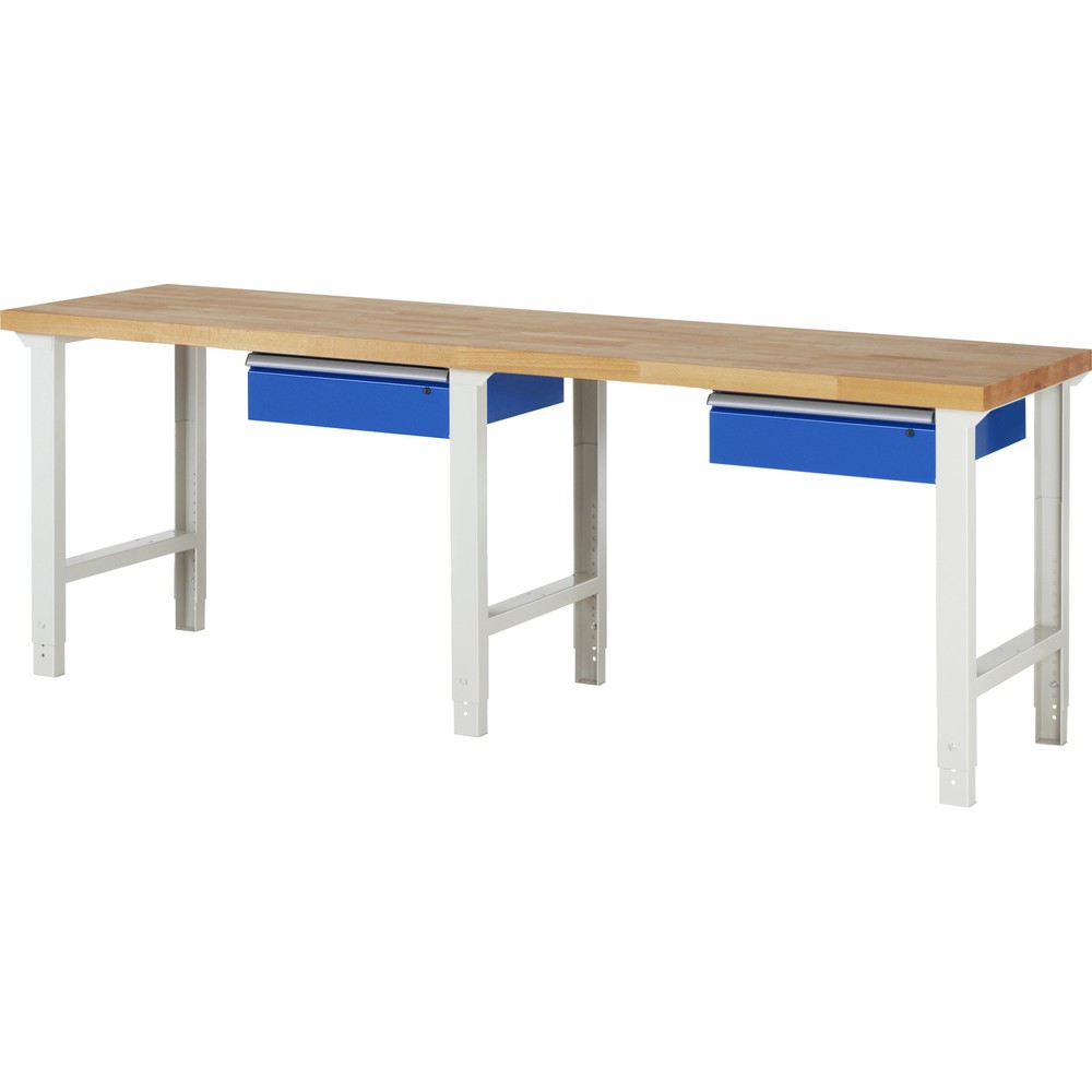 Immagine del prodotto: RAU Banco da lavoro Serie 7000, HxLxP 790-1.140 x 2.500 x 700 mm, con 2 cassetti