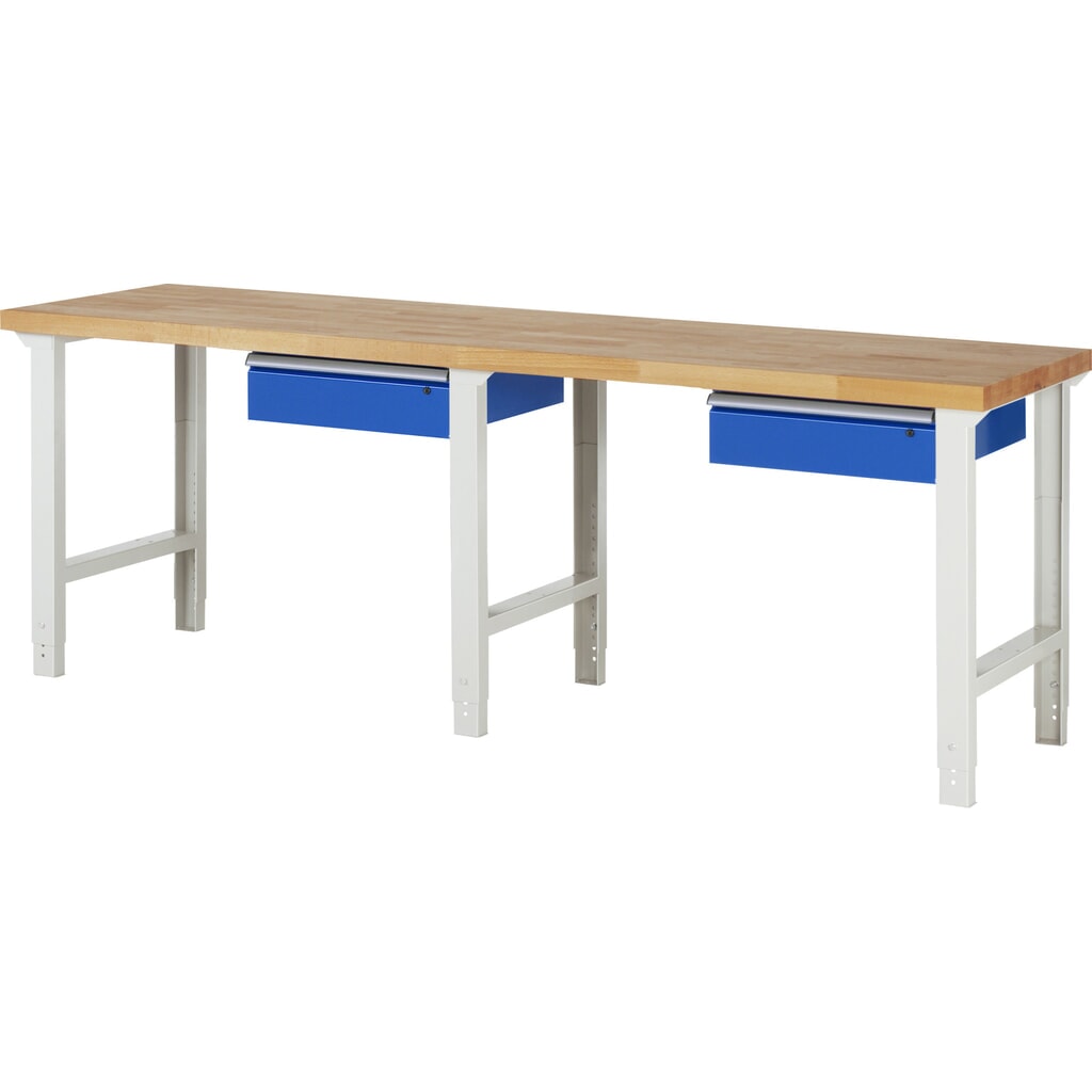 RAU Banco da lavoro Serie 7000, HxLxP 790-1.140 x 2.500 x 700 mm, con 2 cassetti Immagine del prodotto: RAU Banco da lavoro Serie 7000, HxLxP 790-1.140 x 2.500 x 700 mm, con 2 cassetti