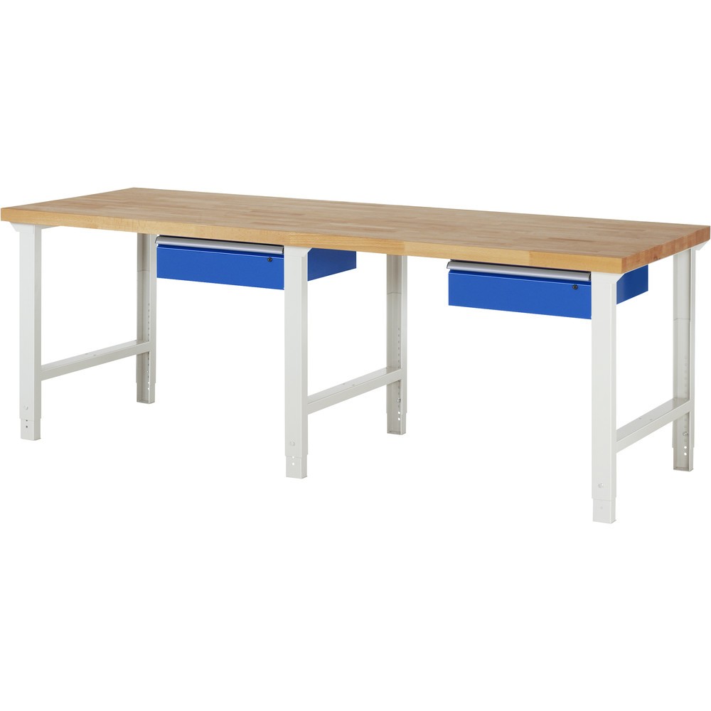 Immagine del prodotto: RAU Banco da lavoro Serie 7000, HxLxP 790-1.140 x 2.500 x 900 mm, con 2 cassetti