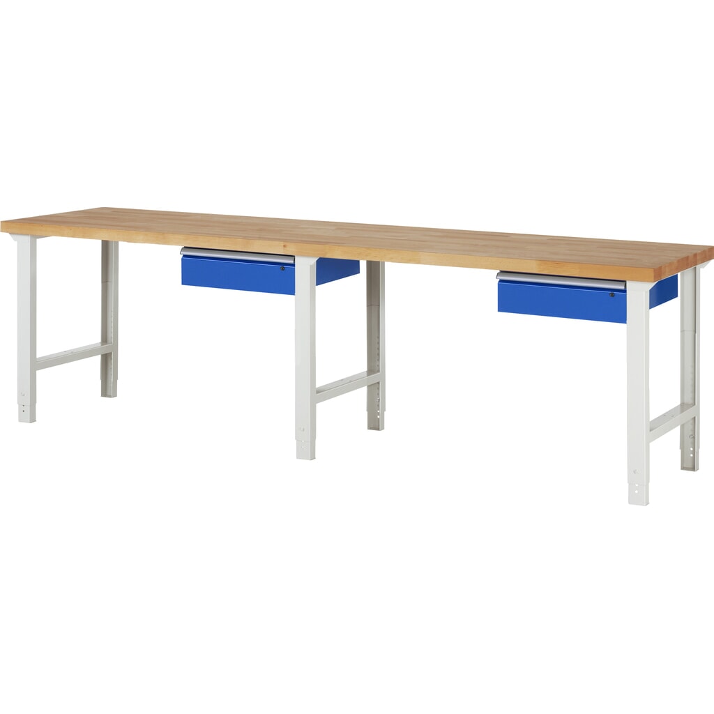 Immagine del prodotto: RAU Banco da lavoro Serie 7000, HxLxP 790-1.140 x 3.000 x 700 mm, con 2 cassetti