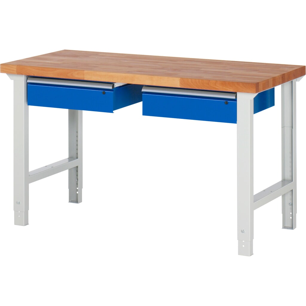 Banco da lavoro RAU serie 7000, AxLxP 790-1.140 x 1.500 x 700 mm, 2 cassetti 2 x 150 mm Immagine del prodotto n. 1: Banco da lavoro RAU serie 7000, AxLxP 790-1.140 x 1.500 x 700 mm, 2 cassetti 2 x 150 mm
