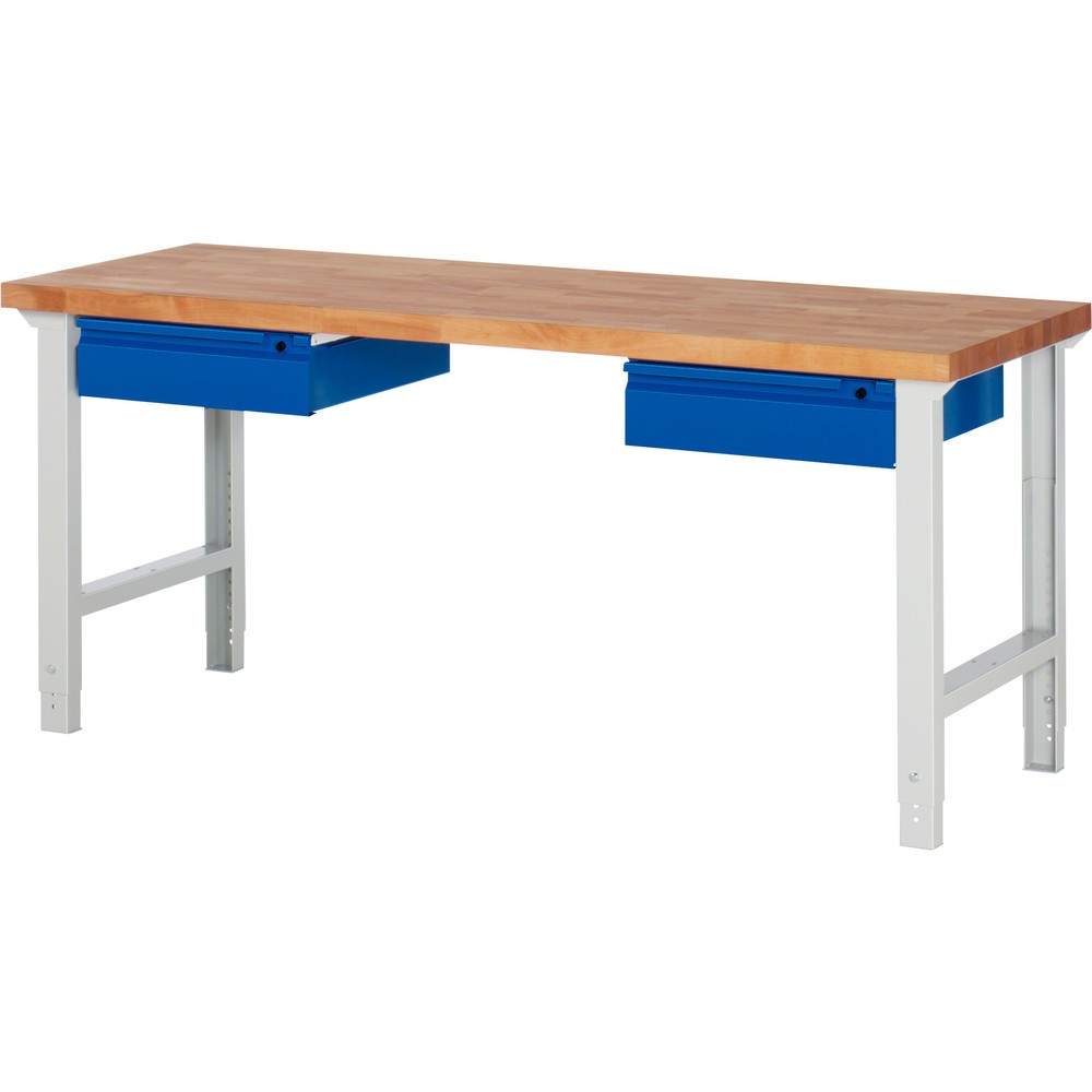 Immagine del prodotto n. 1: Banco da lavoro RAU serie 7000, AxLxP 790-1.140 x 2.000 x 700 mm, 2 cassetti 2 x 150 mm