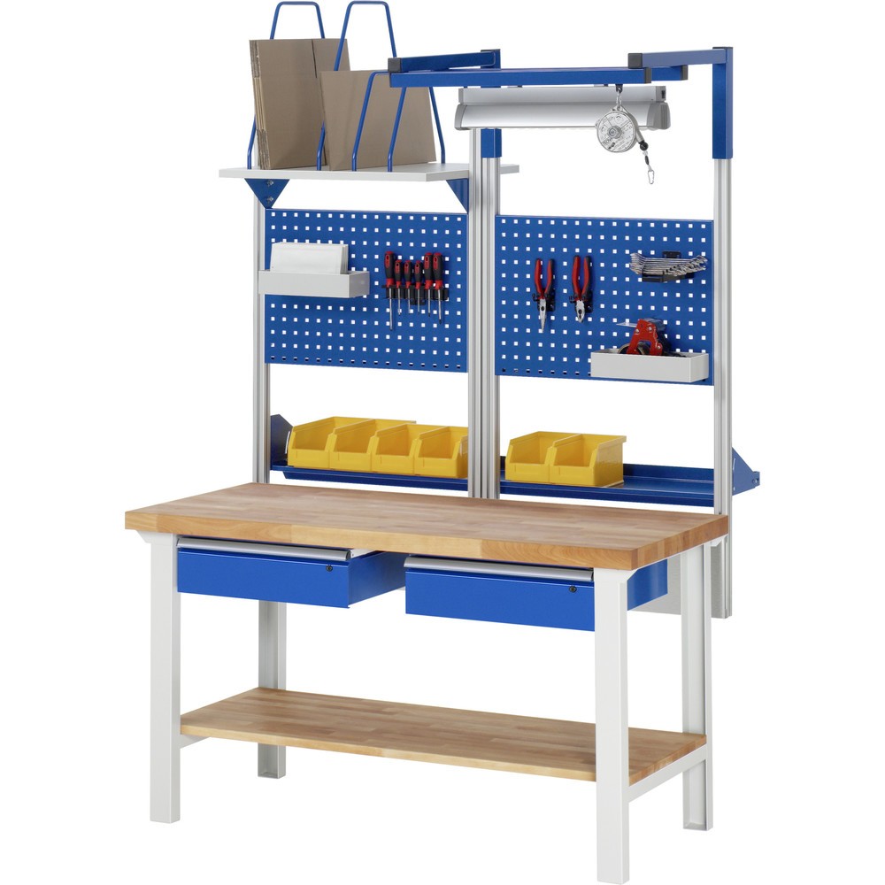 Immagine del prodotto n. 7: Banco da lavoro RAU serie 7000, AxLxP 790-1.140 x 1.500 x 700 mm, 2 cassetti 2 x 150 mm