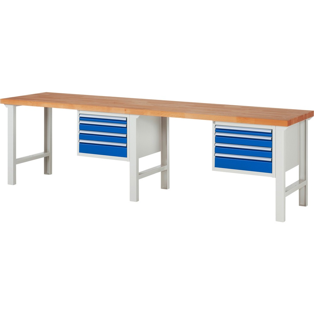 Immagine del prodotto n. 1: Banco da lavoro RAU serie 7000, 2 contenitori, AxLxP 840 x 3.000 x 700 mm, 8 cassetti estraibili al 90% 2 x 60 mm, 4 x 90 mm, 2 x 120 mm, portata cassetti 100 kg
