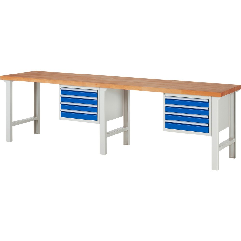 Banco da lavoro RAU serie 7000, 2 contenitori, AxLxP 840 x 3.000 x 700 mm, 8 cassetti estraibili al 100% 8 x 90 mm, portata cassetti 100 kg Immagine del prodotto n. 1: Banco da lavoro RAU serie 7000, 2 contenitori, AxLxP 840 x 3.000 x 700 mm, 8 cassetti estraibili al 100% 8 x 90 mm, portata cassetti 100 kg