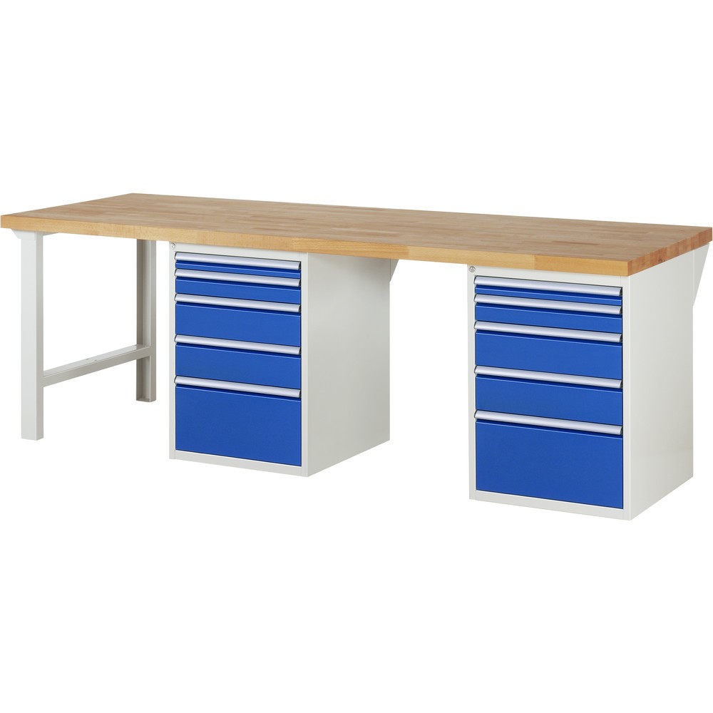 Immagine del prodotto: RAU Banco da lavoro Serie 7000, HxLxP 890 x 2.500 x 900 mm, 2 contenitori nella base, ciascuno con 5 cassetti