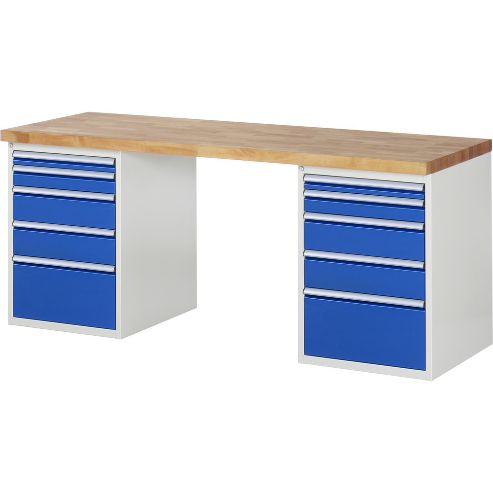 Immagine del prodotto n. 1: RAU Banco da lavoro Serie 7000, HxLxP 890 x 2.000 x 700 mm, 2 contenitori nella base, ciascuno con 5 cassetti