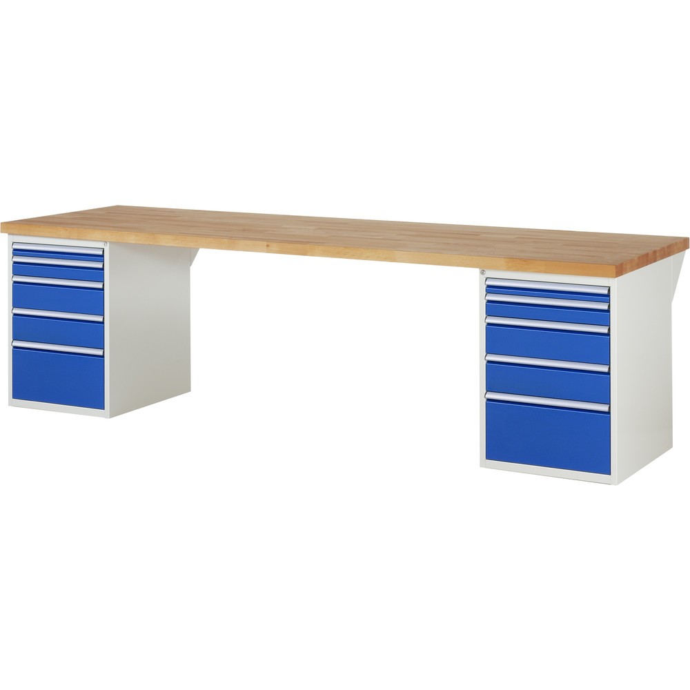 Immagine del prodotto: RAU Banco da lavoro Serie 7000, HxLxP 890 x 3.000 x 900 mm, 2 contenitori nella base, ciascuno con 5 cassetti