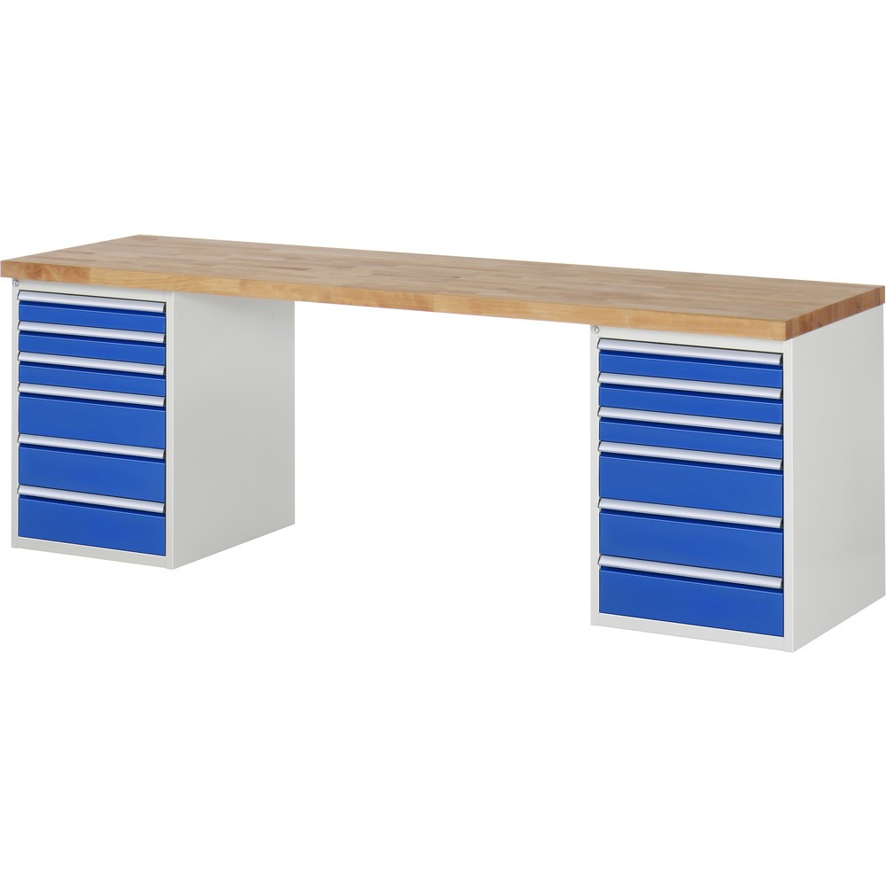 Immagine del prodotto: RAU Banco da lavoro Serie 7000, HxLxP 890 x 2.500 x 700 mm, 2 contenitori nella base, ciascuno con 6 cassetti