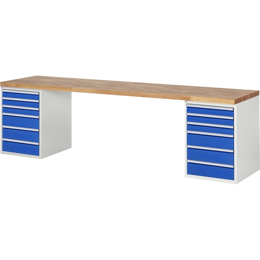 RAU Banco da lavoro Serie 7000, HxLxP 890 x 3.000 x 700 mm, 2 contenitori nella base, ciascuno con 6 cassetti Immagine del prodotto: RAU Banco da lavoro Serie 7000, HxLxP 890 x 3.000 x 700 mm, 2 contenitori nella base, ciascuno con 6 cassetti