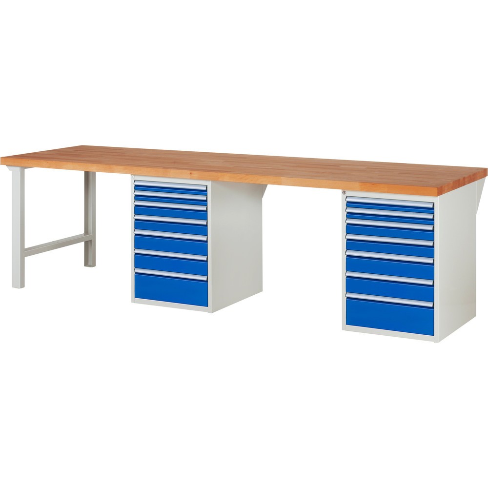Immagine del prodotto n. 1: Banco da lavoro RAU serie 7000, 2 contenitori, AxLxP 840 x 3.000 x 900 mm, 14 cassetti estraibili al 100%