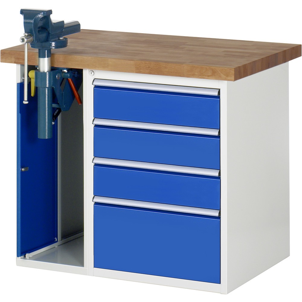 Immagine del prodotto n. 1: Banco da lavoro RAU serie 7000, 2 contenitori, AxLxP 840 x 1.000 x 700 mm, 4 cassetti estraibili al 90% 3 x 150 mm, 1 x 270 mm, portata cassetti 100 kg