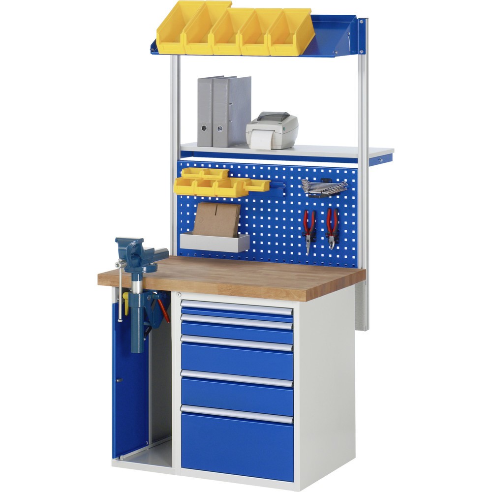 Immagine del prodotto n. 4: Banco da lavoro RAU serie 7000, 2 contenitori, AxLxP 840 x 1.000 x 700 mm, 4 cassetti estraibili al 90% 3 x 150 mm, 1 x 270 mm, portata cassetti 100 kg