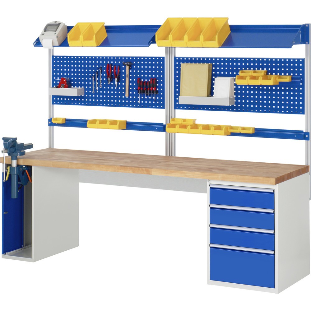 Immagine del prodotto n. 5: Banco da lavoro RAU serie 7000, 2 contenitori, AxLxP 890 x 2.500 x 900 mm, 4 cassetti estraibili al 90%, portata cassetti 75 kg