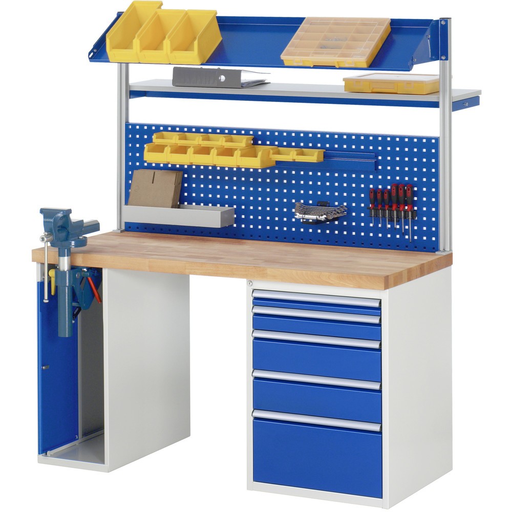 Immagine del prodotto n. 5: Banco da lavoro RAU serie 7000, 2 contenitori, AxLxP 840 x 1.500 x 700 mm, 4 cassetti estraibili al 100% 3 x 150 mm, 1 x 270 mm, portata cassetti 100 kg