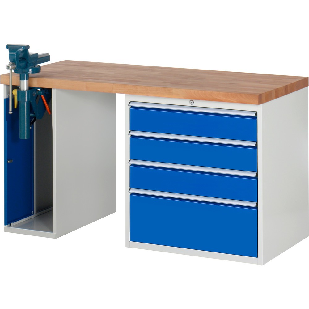 Immagine del prodotto n. 1: Banco da lavoro RAU serie 7000, 2 contenitori, AxLxP 890 x 1.500 x 700 mm, 4 cassetti estraibili al 100%, portata cassetti 75 kg