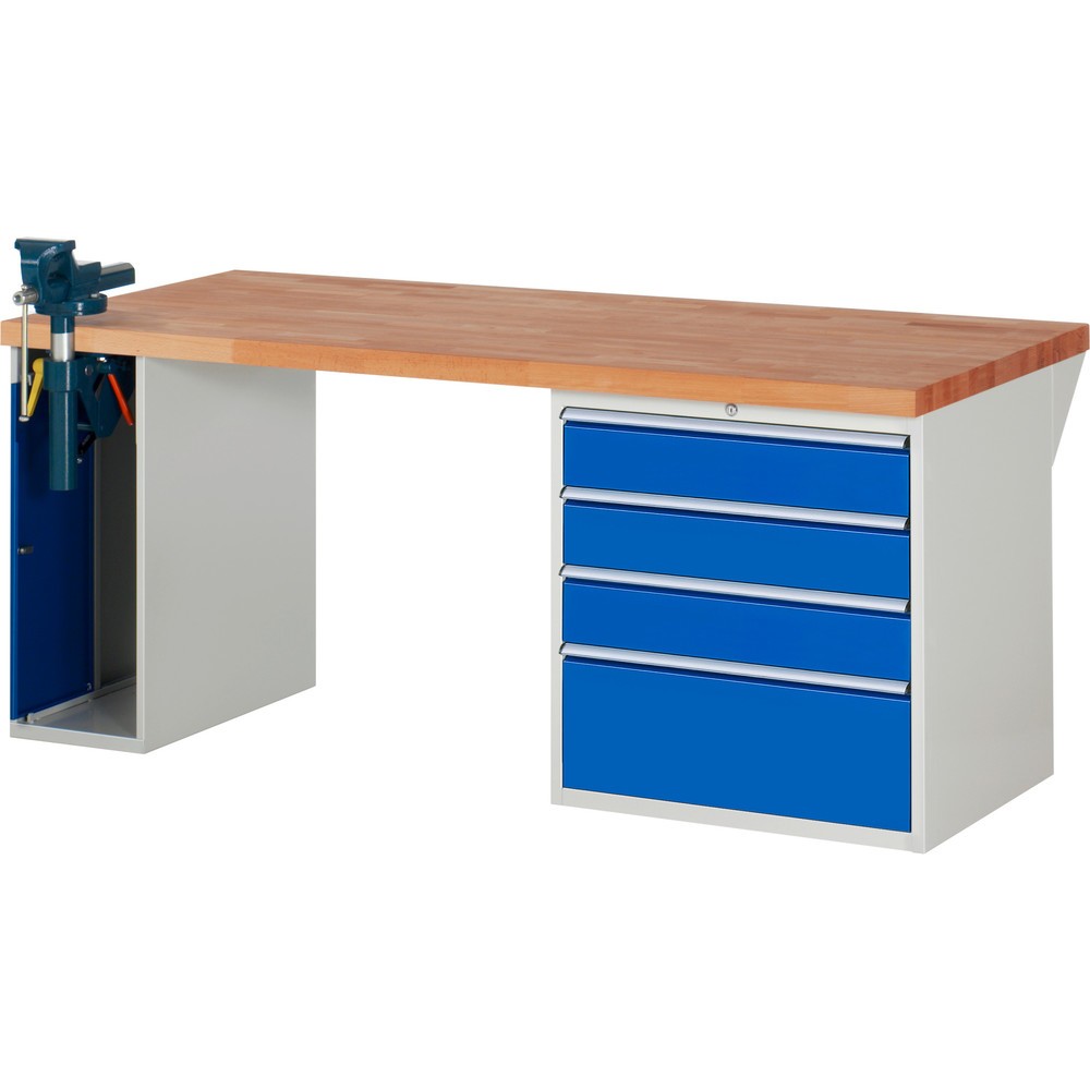 Immagine del prodotto n. 1: Banco da lavoro RAU serie 7000, 2 contenitori, AxLxP 890 x 2.000 x 900 mm, 4 cassetti estraibili al 90%, portata cassetti 75 kg