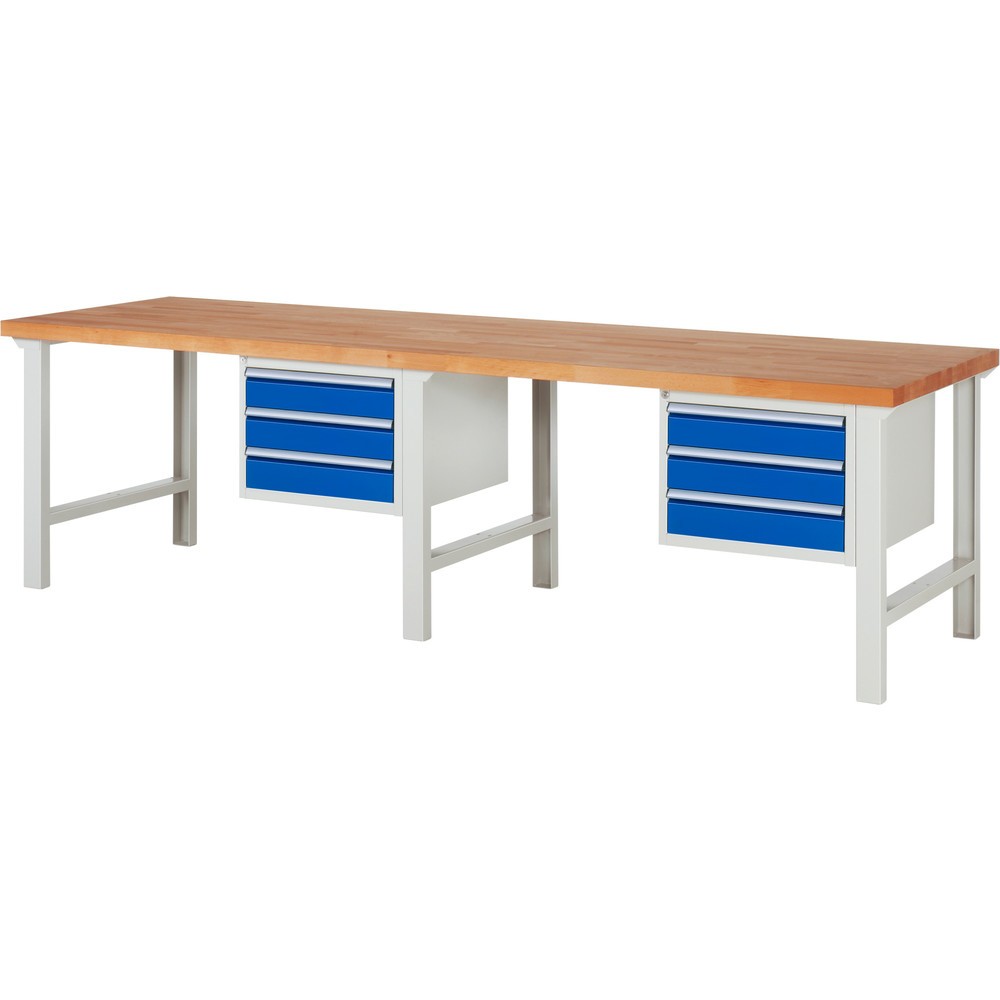 Immagine del prodotto n. 1: Banco da lavoro RAU serie 7000, 2 contenitori, AxLxP 840 x 3.000 x 900 mm, 6 cassetti estraibili al 90% 6 x 120 mm