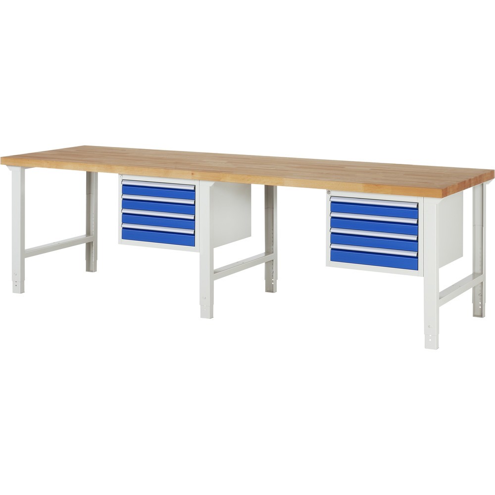 Immagine del prodotto n. 1: RAU Banco da lavoro Serie 7000, HxLxP 790-1.140 x 3.000 x 900 mm, 2 contenitori nella base, ciascuno con 4 cassetti