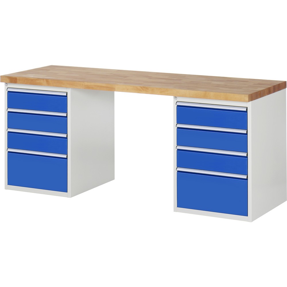Immagine del prodotto n. 1: RAU Banco da lavoro Serie 7000, HxLxP 890 x 2.000 x 700 mm, 2 contenitori nella base, ciascuno con 4 cassetti