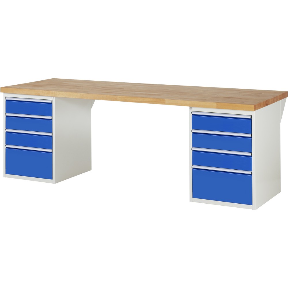 Immagine del prodotto: RAU Banco da lavoro Serie 7000, HxLxP 890 x 2.500 x 900 mm, 2 contenitori nella base, ciascuno con 4 cassetti