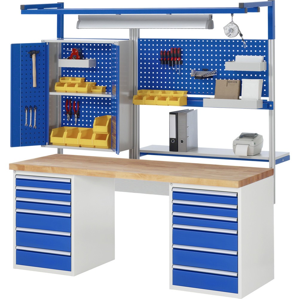 Immagine del prodotto n. 5: Banco da lavoro RAU serie 7000, 2 contenitori, AxLxP 840 x 2.000 x 900 mm, 12 cassetti estraibili al 100% 3 x 60 mm, 3 x 90 mm, 1 x 120 mm, 1 x 150 mm, 4 x 180 mm