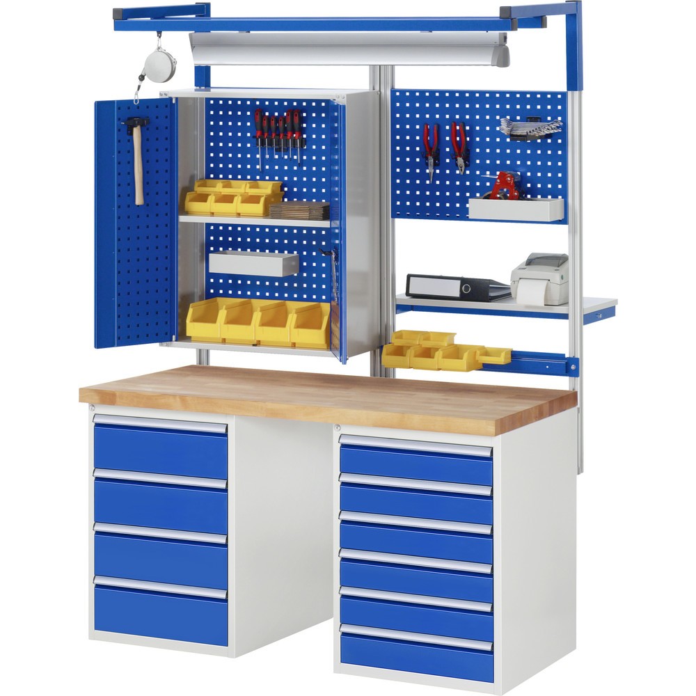 Immagine del prodotto n. 5: Banco da lavoro RAU serie 7000, 2 contenitori, AxLxP 840 x 1.500 x 700 mm, 12 cassetti estraibili al 90% 3 x 60 mm, 3 x 90 mm, 1 x 120 mm, 1 x 150 mm, 4 x 180 mm