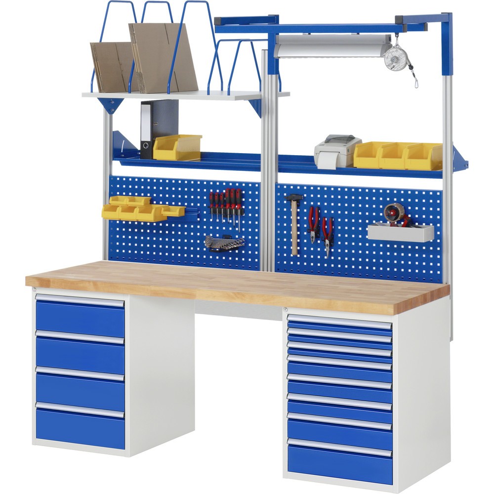 Immagine del prodotto n. 6: Banco da lavoro RAU serie 7000, 2 contenitori, AxLxP 840 x 2.000 x 900 mm, 12 cassetti estraibili al 100% 3 x 60 mm, 3 x 90 mm, 1 x 120 mm, 1 x 150 mm, 4 x 180 mm