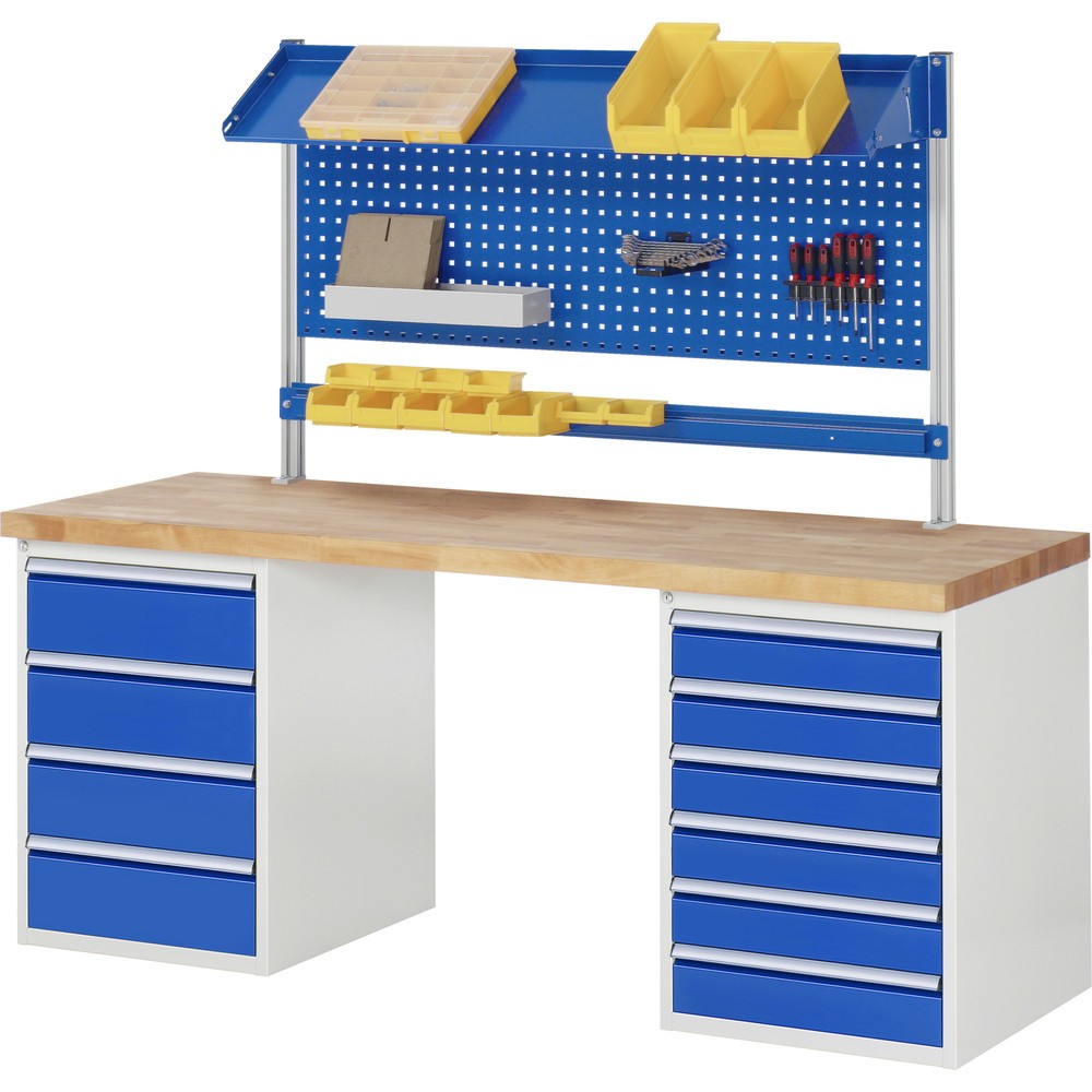Immagine del prodotto n. 7: Banco da lavoro RAU serie 7000, 2 contenitori, AxLxP 840 x 2.000 x 900 mm, 12 cassetti estraibili al 100% 3 x 60 mm, 3 x 90 mm, 1 x 120 mm, 1 x 150 mm, 4 x 180 mm