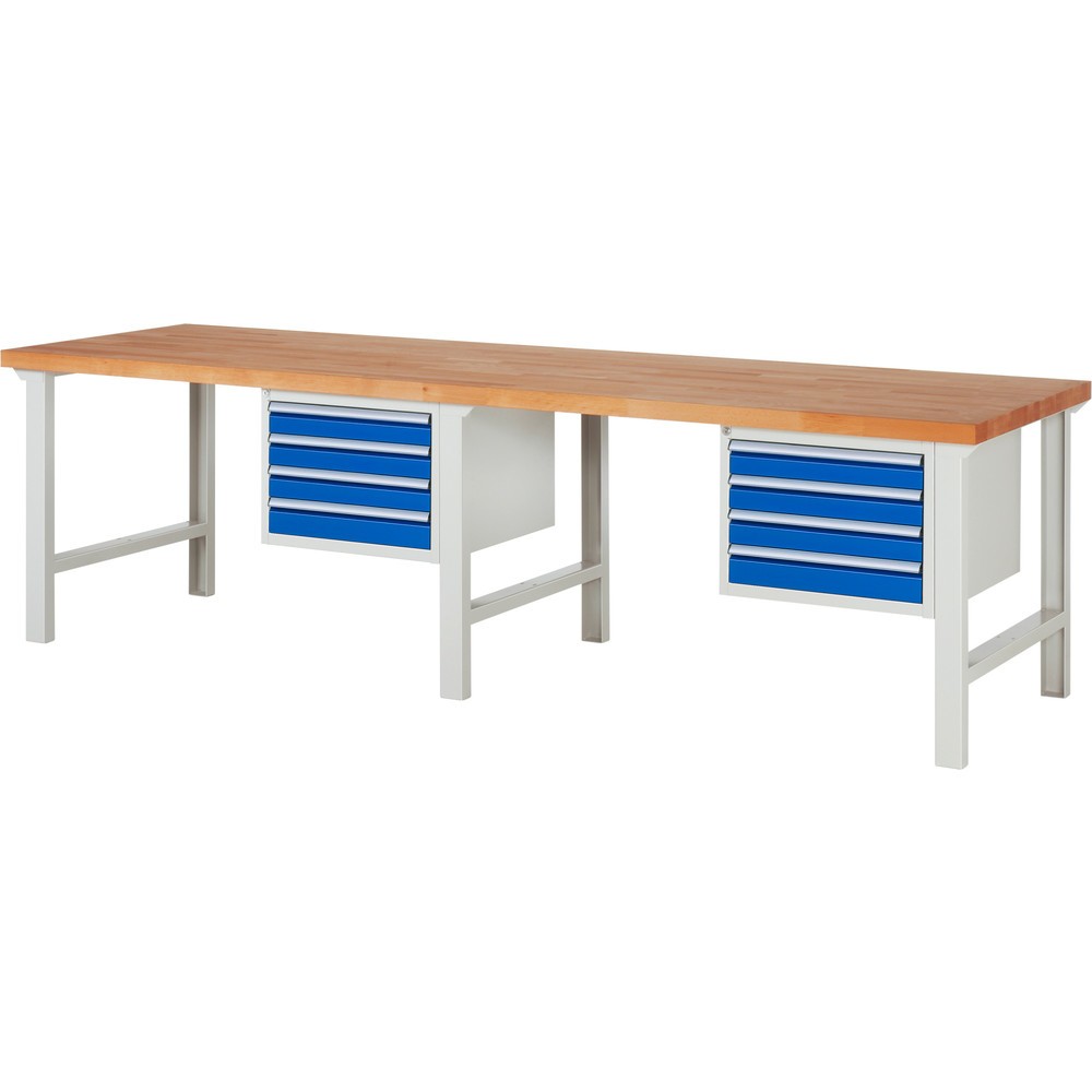 Immagine del prodotto n. 1: Banco da lavoro RAU serie 7000, 2 contenitori, AxLxP 840 x 3.000 x 900 mm, 8 cassetti estraibili al 100% 8 x 90 mm