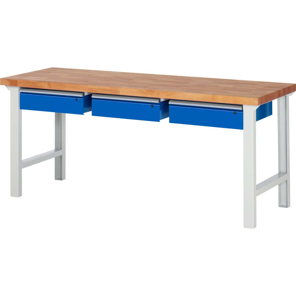Banco da lavoro RAU serie 7000, AxLxP 840 x 2.000 x 700 mm, 3 cassetti 3 x 150 mm, portata cassetti 50 kg Immagine del prodotto n. 1: Banco da lavoro RAU serie 7000, AxLxP 840 x 2.000 x 700 mm, 3 cassetti 3 x 150 mm, portata cassetti 50 kg