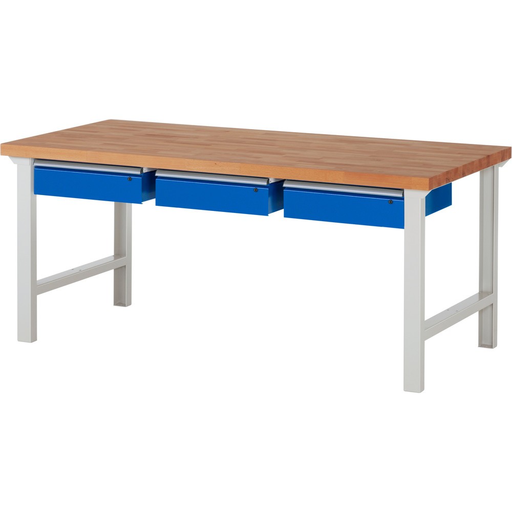 Immagine del prodotto: Banco da lavoro RAU serie 7000, AxLxP 840 x 2.000 x 900 mm, 3 cassetti 3 x 150 mm, portata cassetti 50 kg