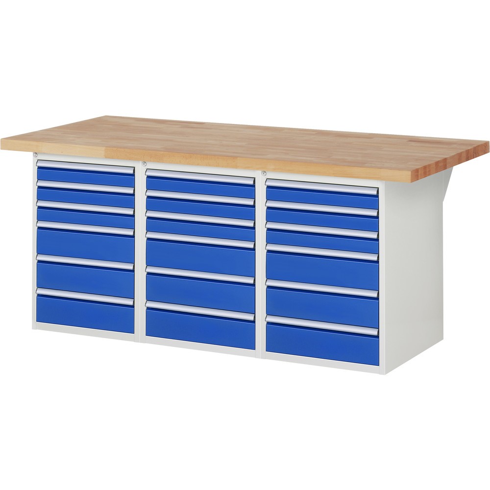 Immagine del prodotto n. 1: RAU Banco da lavoro Serie 7000, HxLxP 890 x 2.000 x 900 mm, 3 contenitori nella base, ciascuno con 6 cassetti