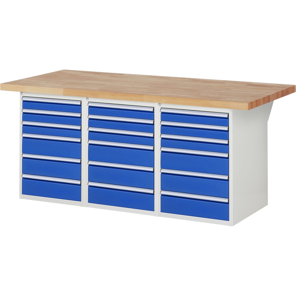 Immagine del prodotto: RAU Banco da lavoro Serie 7000, HxLxP 890 x 2.000 x 900 mm, 3 contenitori nella base, ciascuno con 6 cassetti