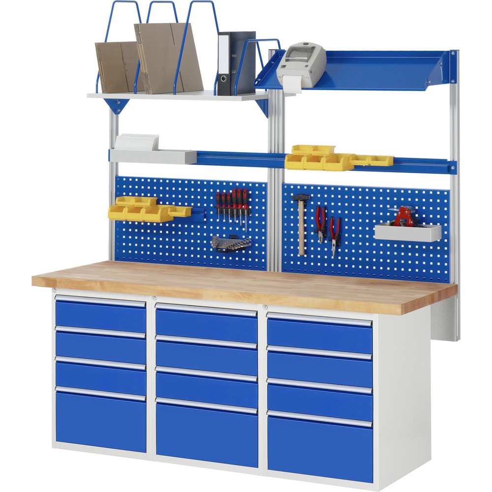 Immagine del prodotto n. 4: Banco da lavoro RAU serie 7000, 3 contenitori, AxLxP 840 x 2.000 x 700 mm, 12 cassetti estraibili al 90% 9 x 150 mm, 3 x 270 mm