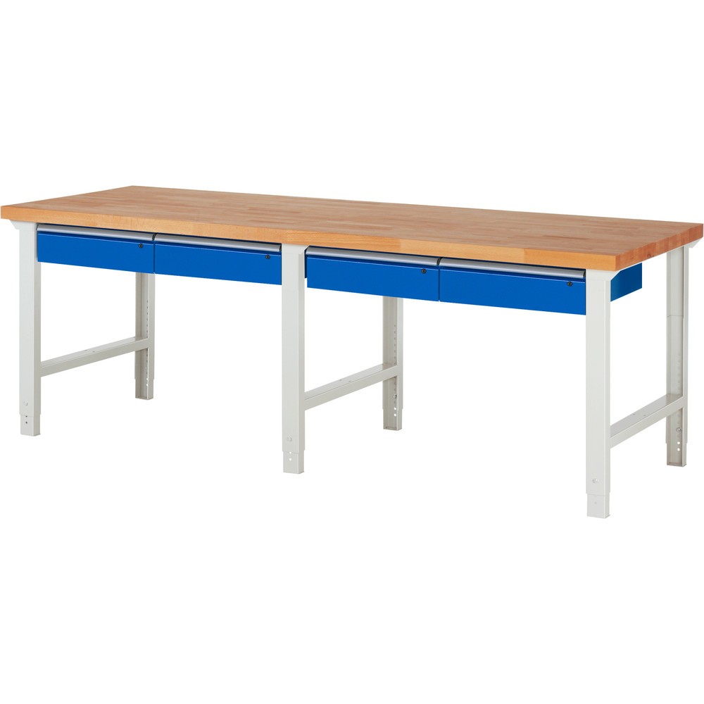 Immagine del prodotto n. 1: Banco da lavoro RAU serie 7000, AxLxP 790-1.140 x 2.500 x 900 mm, 4 cassetti 4 x 150 mm