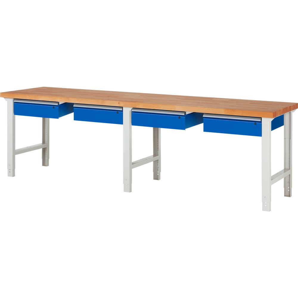 Immagine del prodotto n. 1: Banco da lavoro RAU serie 7000, AxLxP 790-1.140 x 3.000 x 700 mm, 4 cassetti 4 x 150 mm