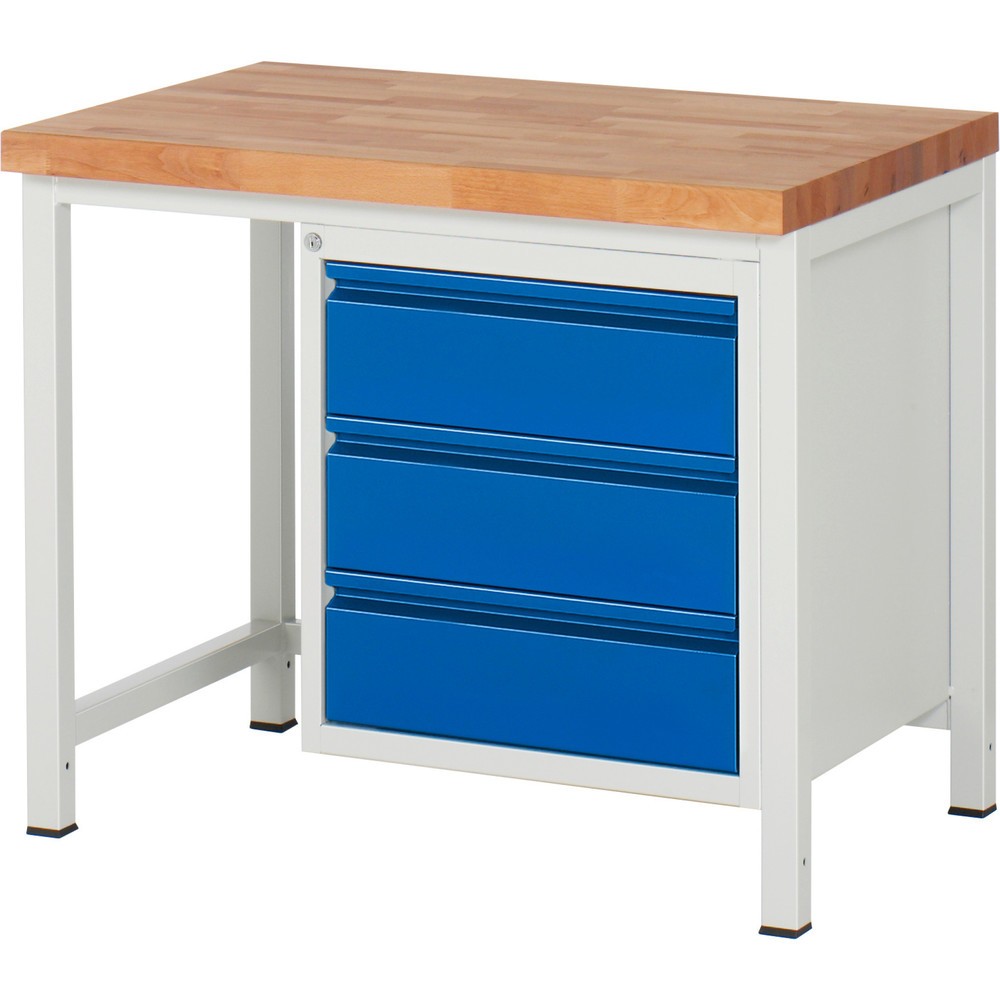 Immagine del prodotto n. 1: Banco da lavoro RAU serie 8000, AxLxP 840-1.040 x 1.000 x 700 mm, 3 cassetti estraibili al 90% 3 x 180 mm