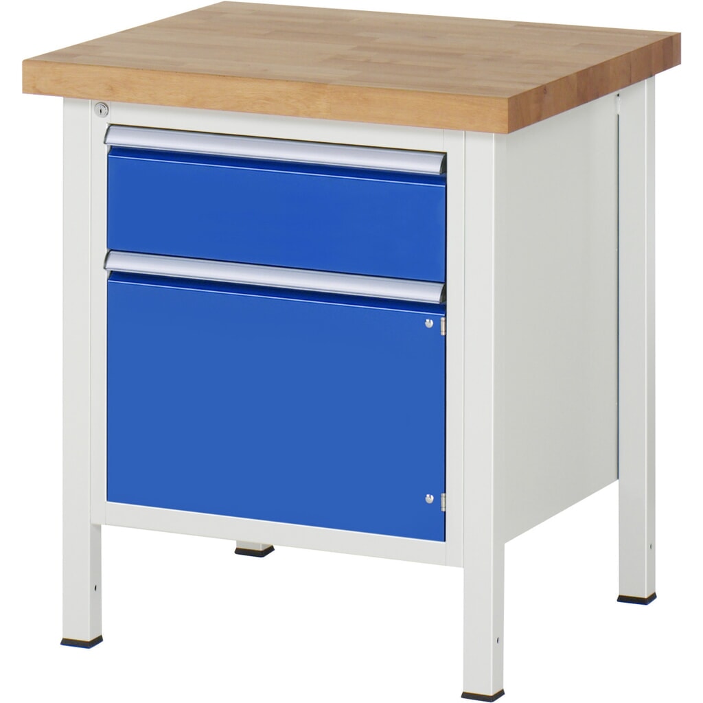 Immagine del prodotto: Banco da lavoro RAU serie 8000, 1 anta battente, AxLxP 840-1.040 x 750 x 700 mm, 1 cassetto e 1 anta battente