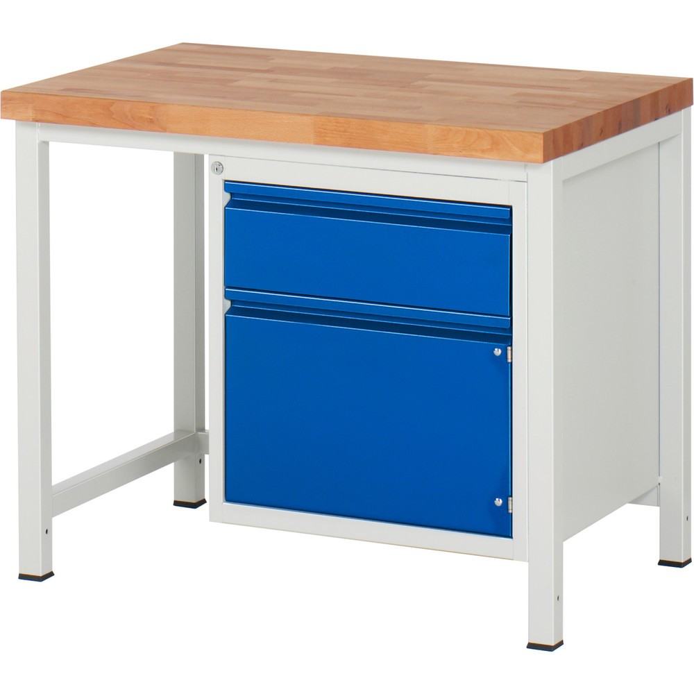 Immagine del prodotto: Banco da lavoro RAU serie 8000, 1 anta battente, AxLxP 840-1.040 x 1.000 x 700 mm, 1 cassetto