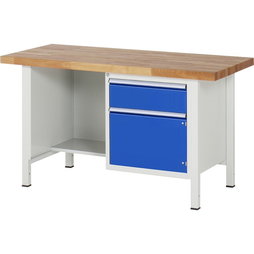 Immagine del prodotto: Banco da lavoro RAU serie 8000, 1 piano di appoggio, 1 anta battente, AxLxP 840 x 1.500 x 700 mm, 1 cassetto