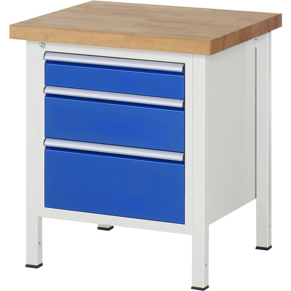 Immagine del prodotto: RAU Banco da lavoro Serie 8000, HxLxP 840-1.040 x 750 x 700 mm, 1 contenitore nella base a destra, con 3 cassetti