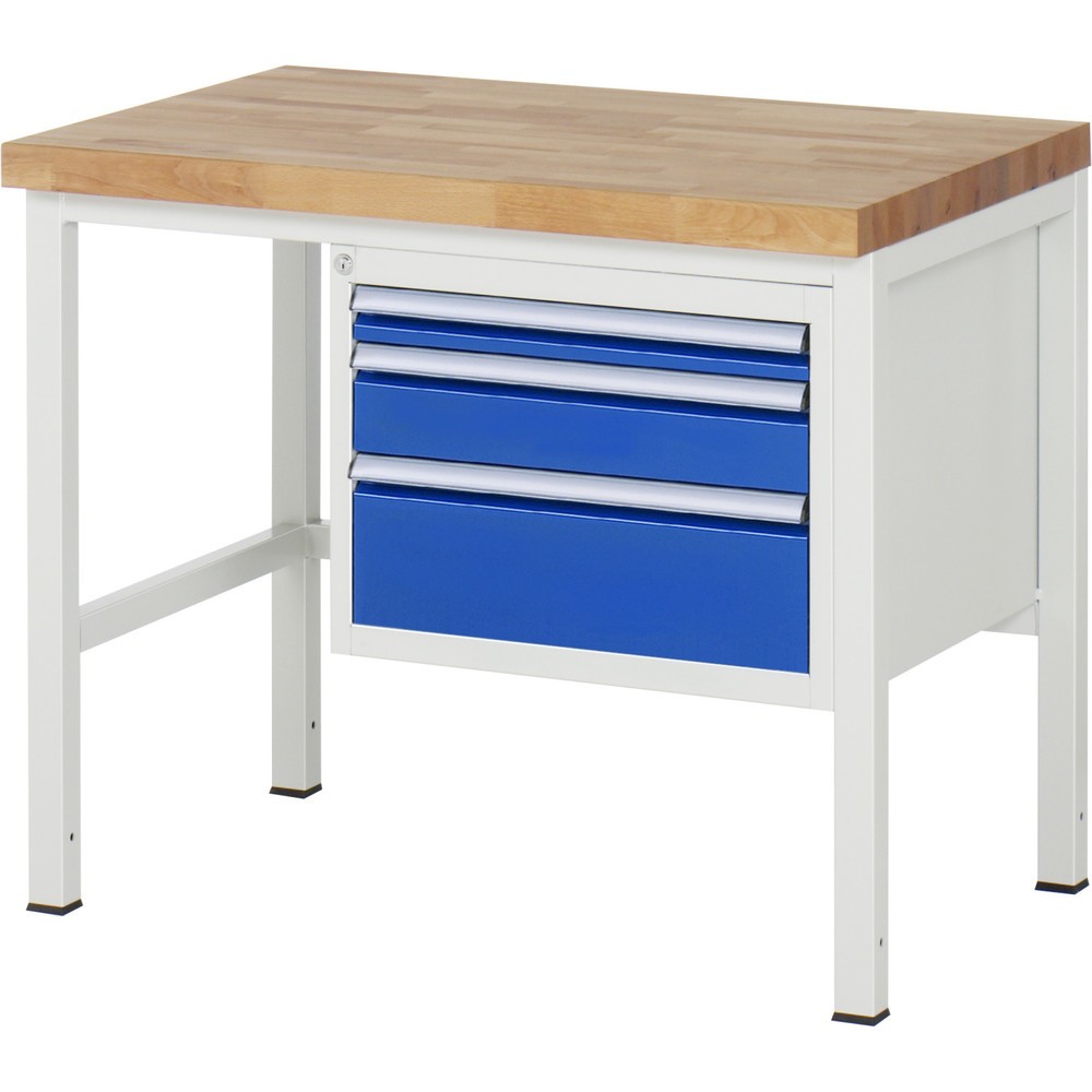 Immagine del prodotto n. 1: Banco da lavoro RAU serie 8000, HxLxP 840-1.040 x 1.000 x 700 mm, 3 cassetti estraibili al 100% 1 x 60, 1 x 120, 1 x 180 mm, portata cassetti 100 kg