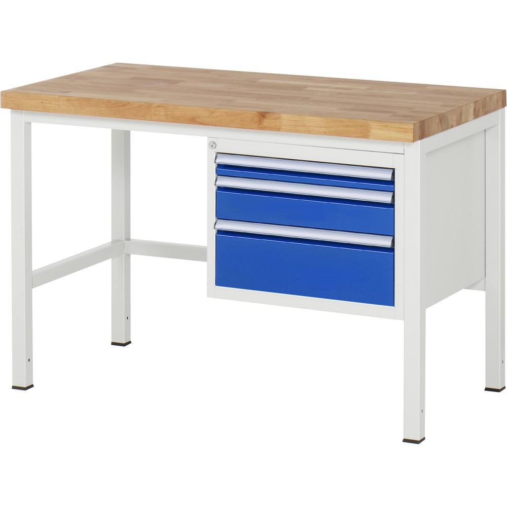 Immagine del prodotto n. 1: Banco da lavoro RAU serie 8000, AxLxP 840 x 1.250 x 700 mm, 3 cassetti estraibili al 90% 1 x 60, 1 x 120, 1 x 180 mm, portata cassetti 100 kg