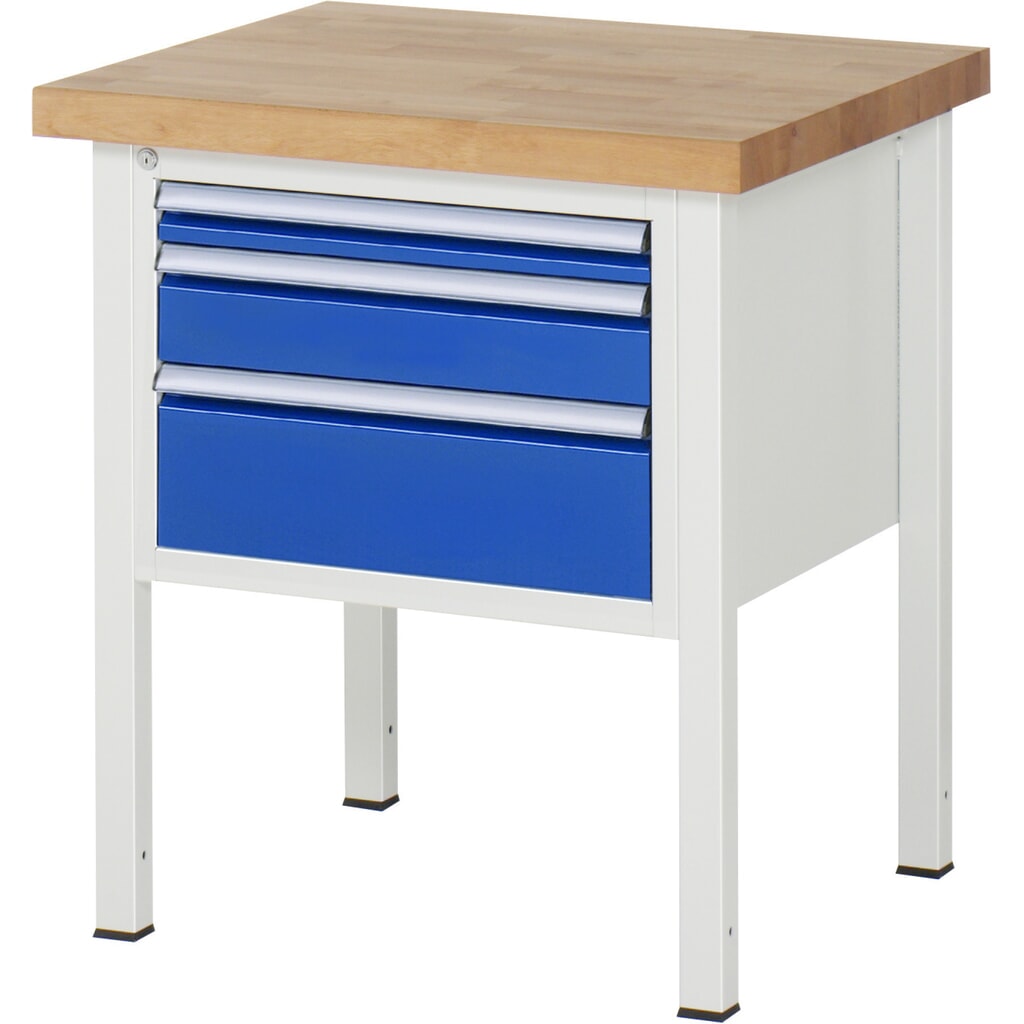Immagine del prodotto n. 1: Banco da lavoro RAU serie 8000, AxLxP 840-1.040 x 750 x 700 mm, 3 cassetti estraibili al 90% 1 x 60, 1 x 120, 1 x 180 mm, portata cassetti 100 kg