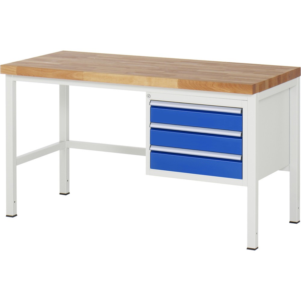 Immagine del prodotto n. 1: Banco da lavoro RAU serie 8000, AxLxP 840 x 1.500 x 700 mm, 3 cassetti estraibili al 90% 3 x 120 mm, portata cassetti 100 kg