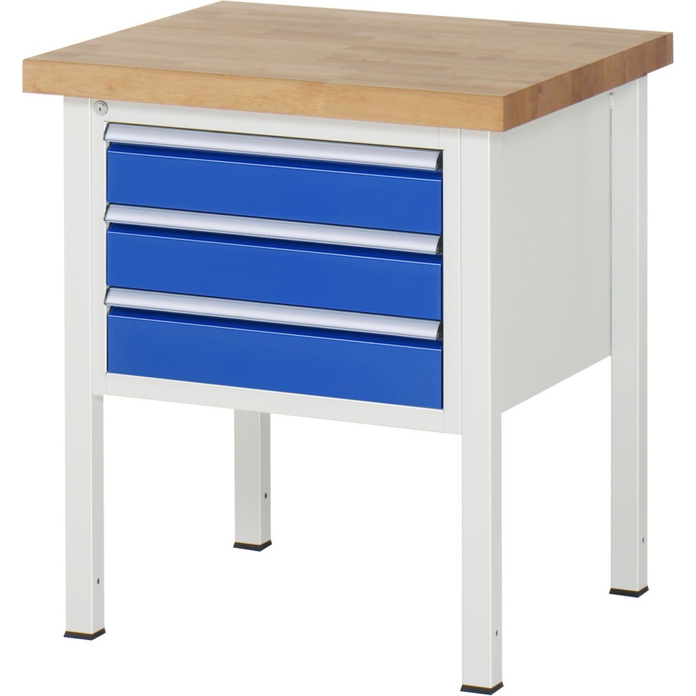Immagine del prodotto n. 1: Banco da lavoro RAU serie 8000, AxLxP 840-1.040 x 750 x 700 mm, 3 cassetti estraibili al 90% 3 x 120 mm, portata cassetti 100 kg